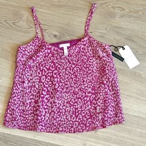 Leith pink leopard print slip camisole